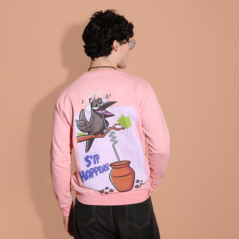 Sip Happens Men Sweatshirt – Baby Pink
