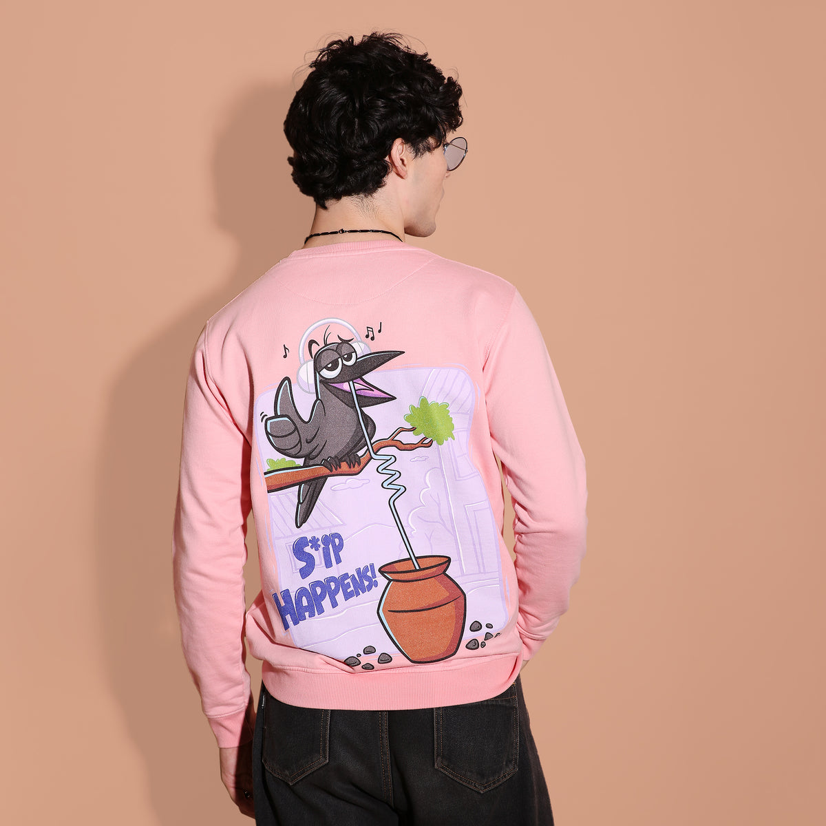 Sip Happens Men Sweatshirt – Baby Pink