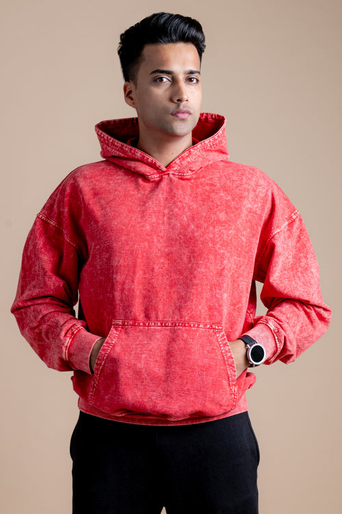 Vintage Wash Hoodie – Ember Red