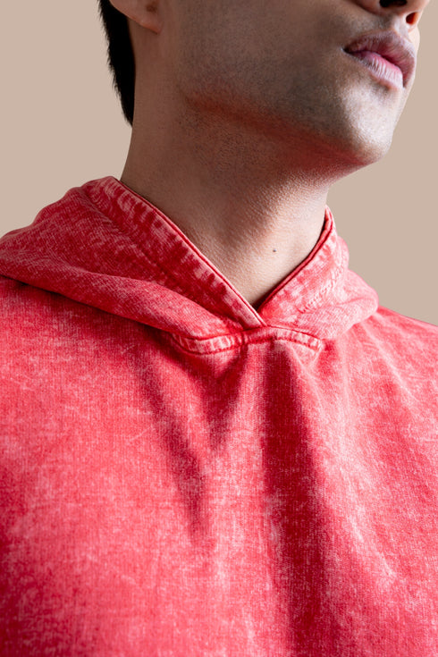 Vintage Wash Hoodie – Ember Red